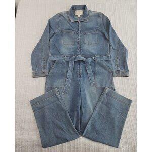 Christian Siriano Full Zip Belted Stretch Denim Jumpsuit Women's 16 EUC Designer